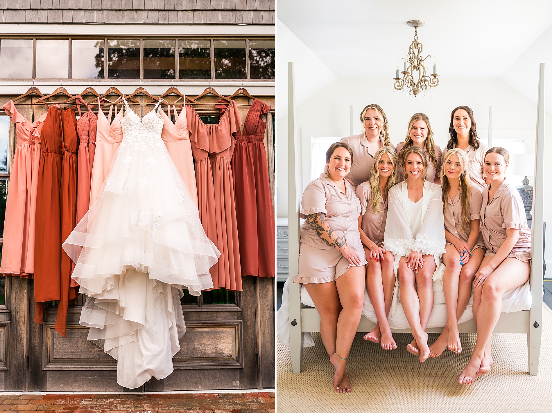 bridesmaid dresses in earthy pinks and terracotta 