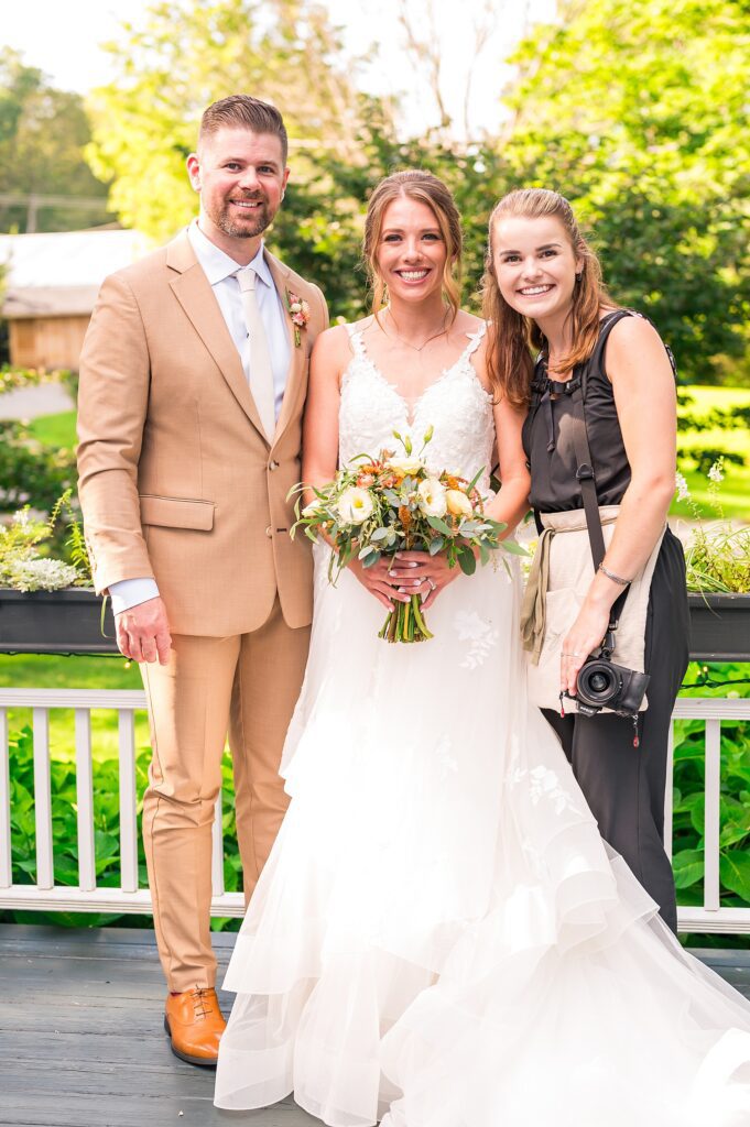Southern NH wedding photographer, Allison Clarke, with newlyweds from romantic Thompson Inn wedding