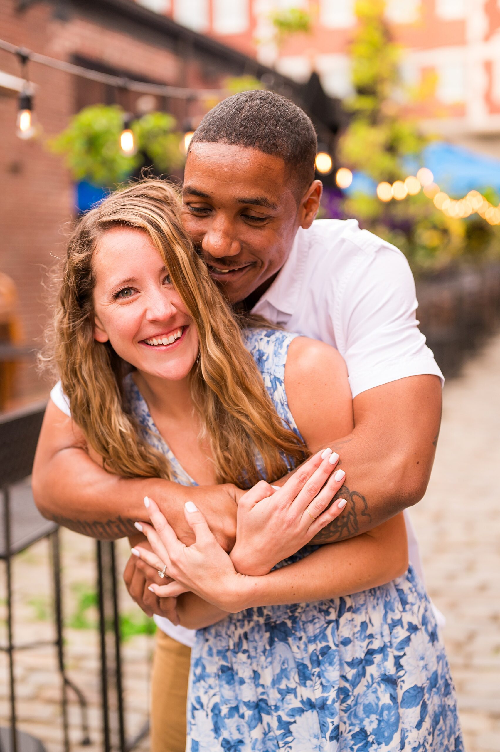 candid engagement portaits in New England town 