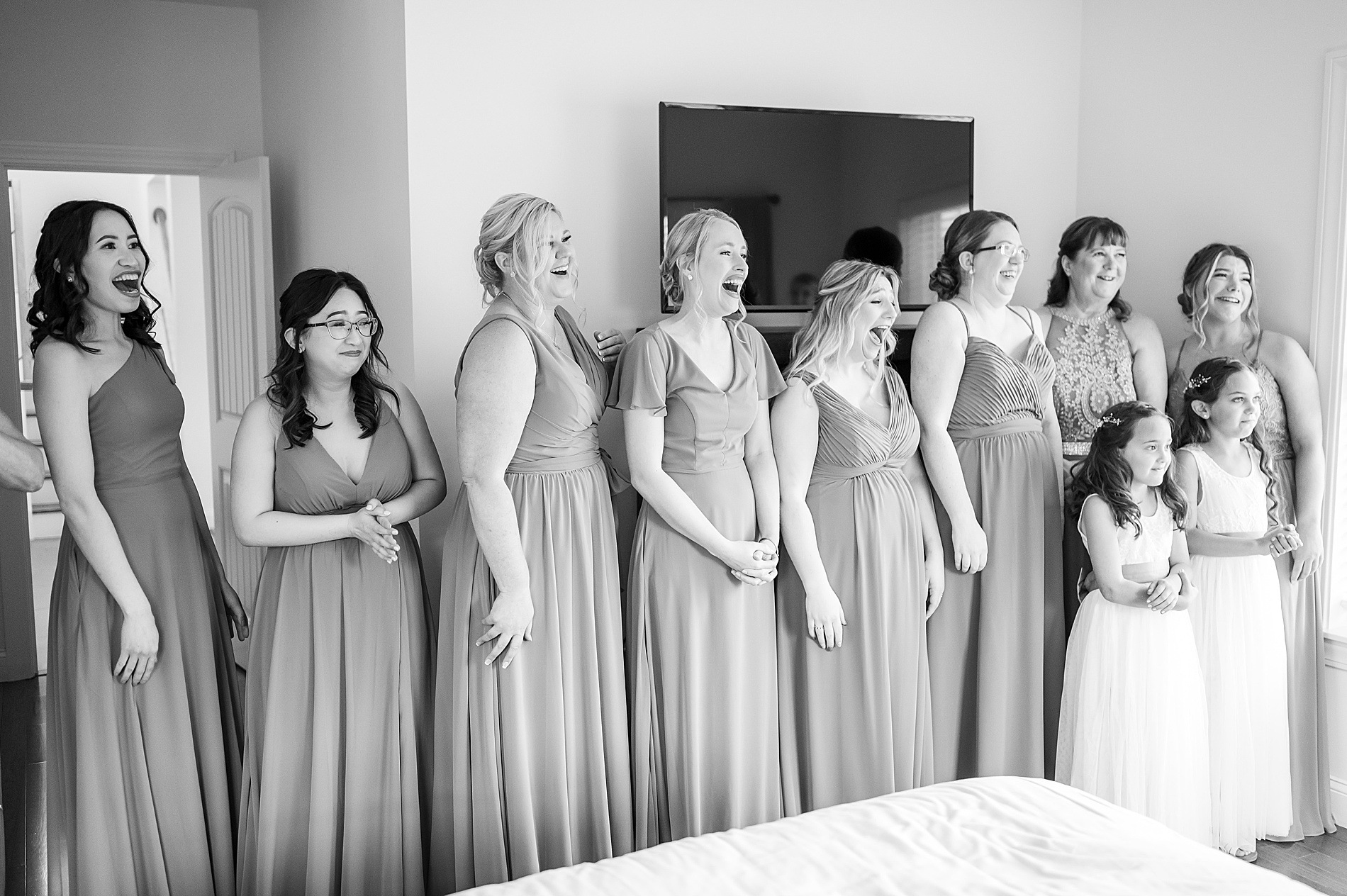 bridesmaids reaction to seeing bride