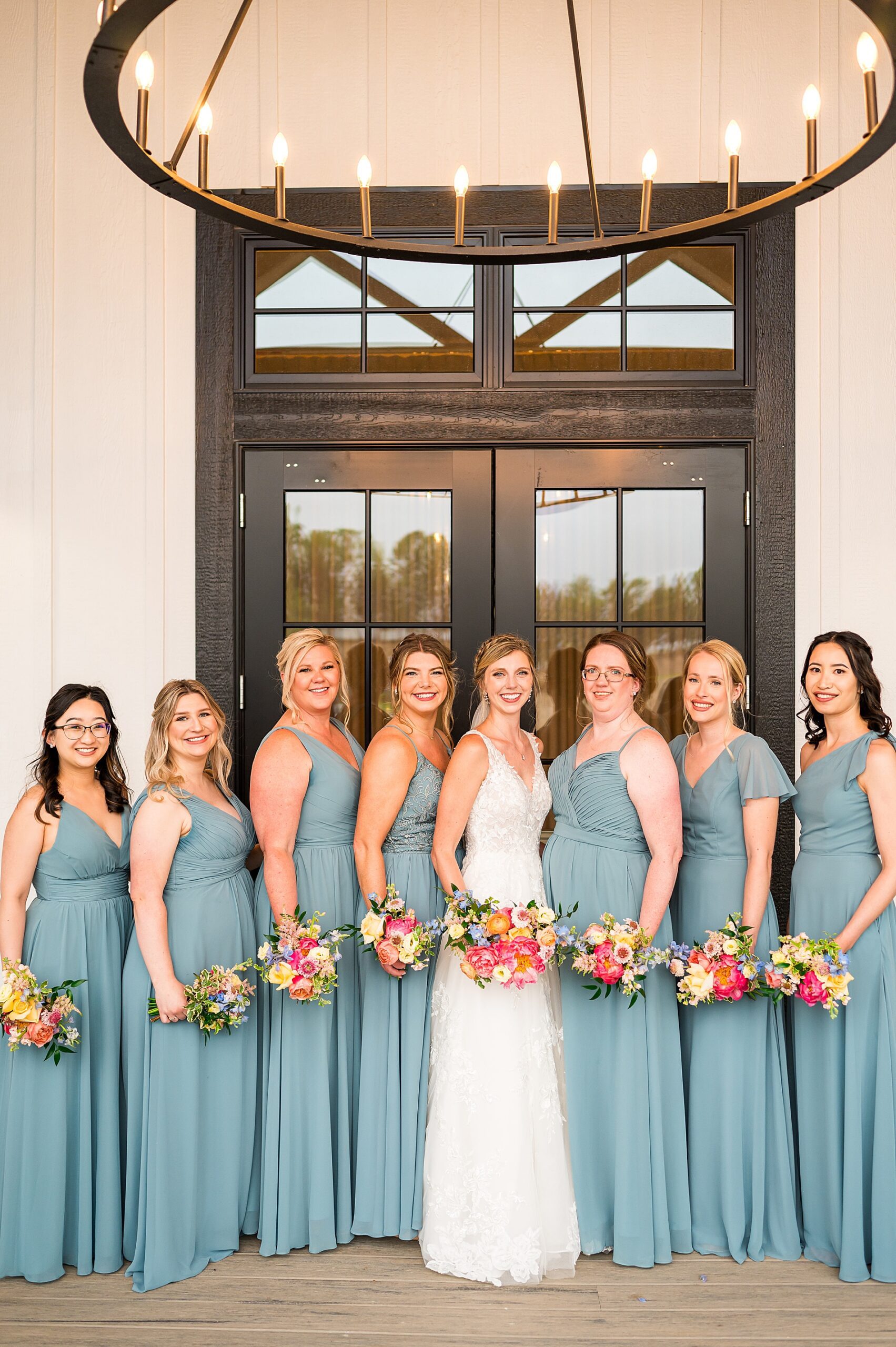 bride and bridesmaids from summer wedding at Owl's Nest Resort