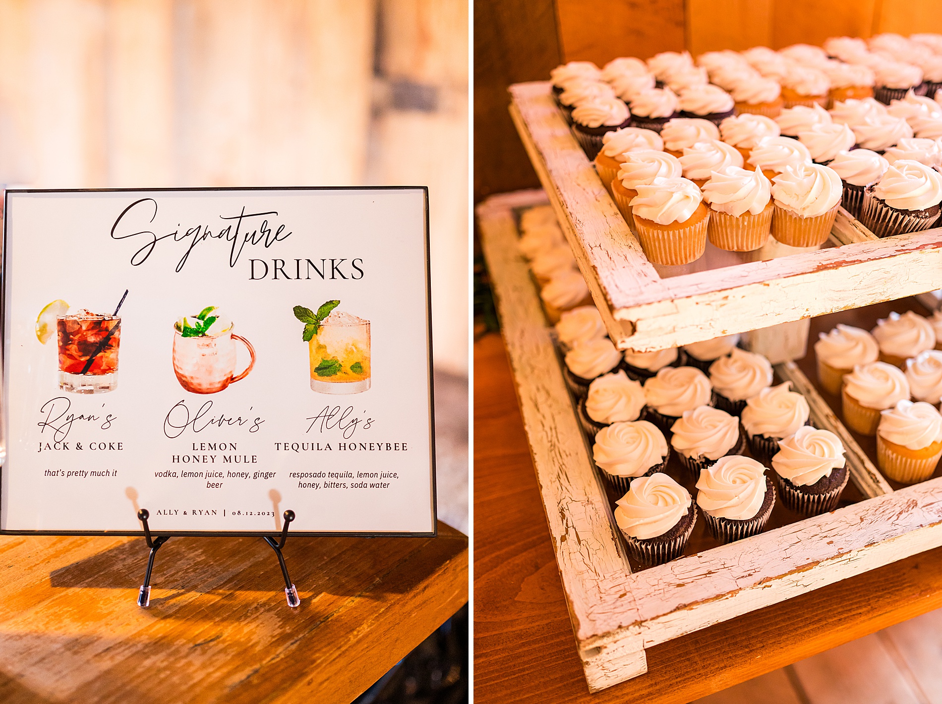 signature drinks and desserts from Allrose Farm New Hampshire Wedding