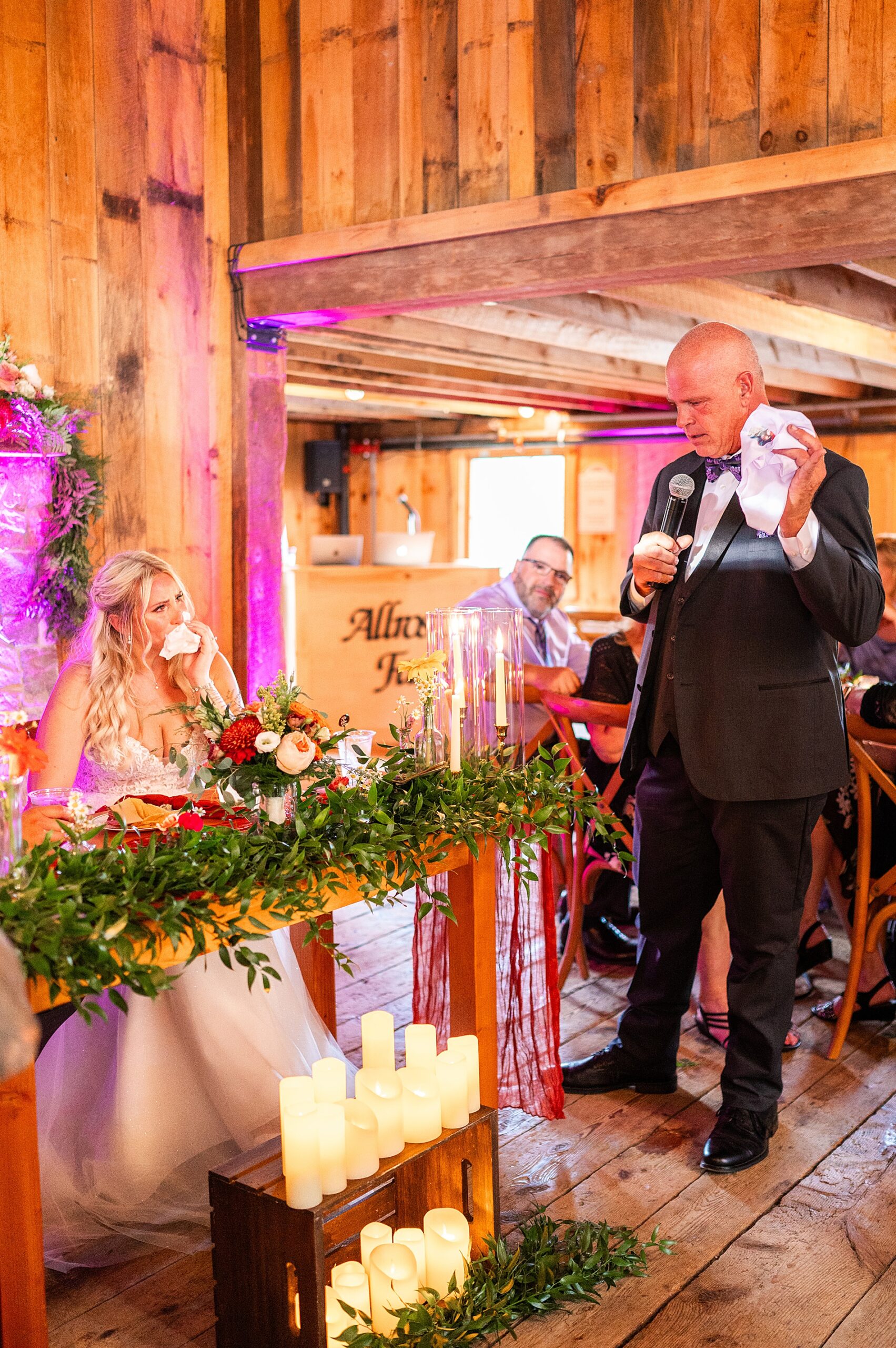 wedding toasts at Allrose Farm Wedding reception