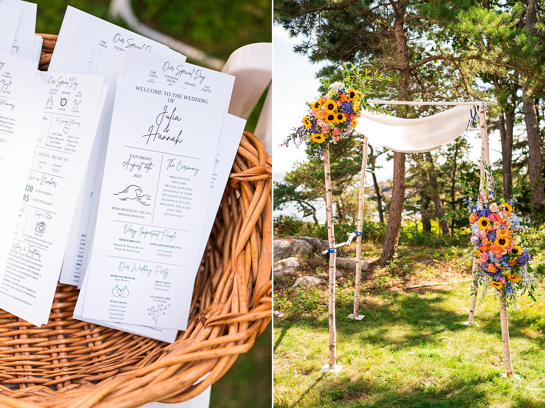 outdoor Manchester by the Sea Wedding ceremony 