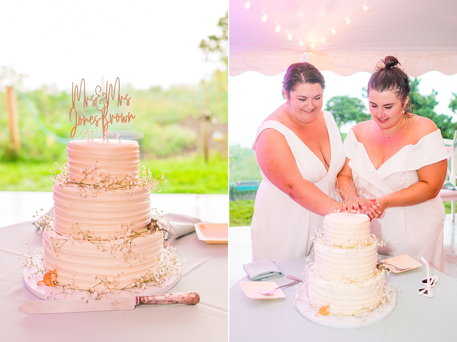 brides cut their wedding cake