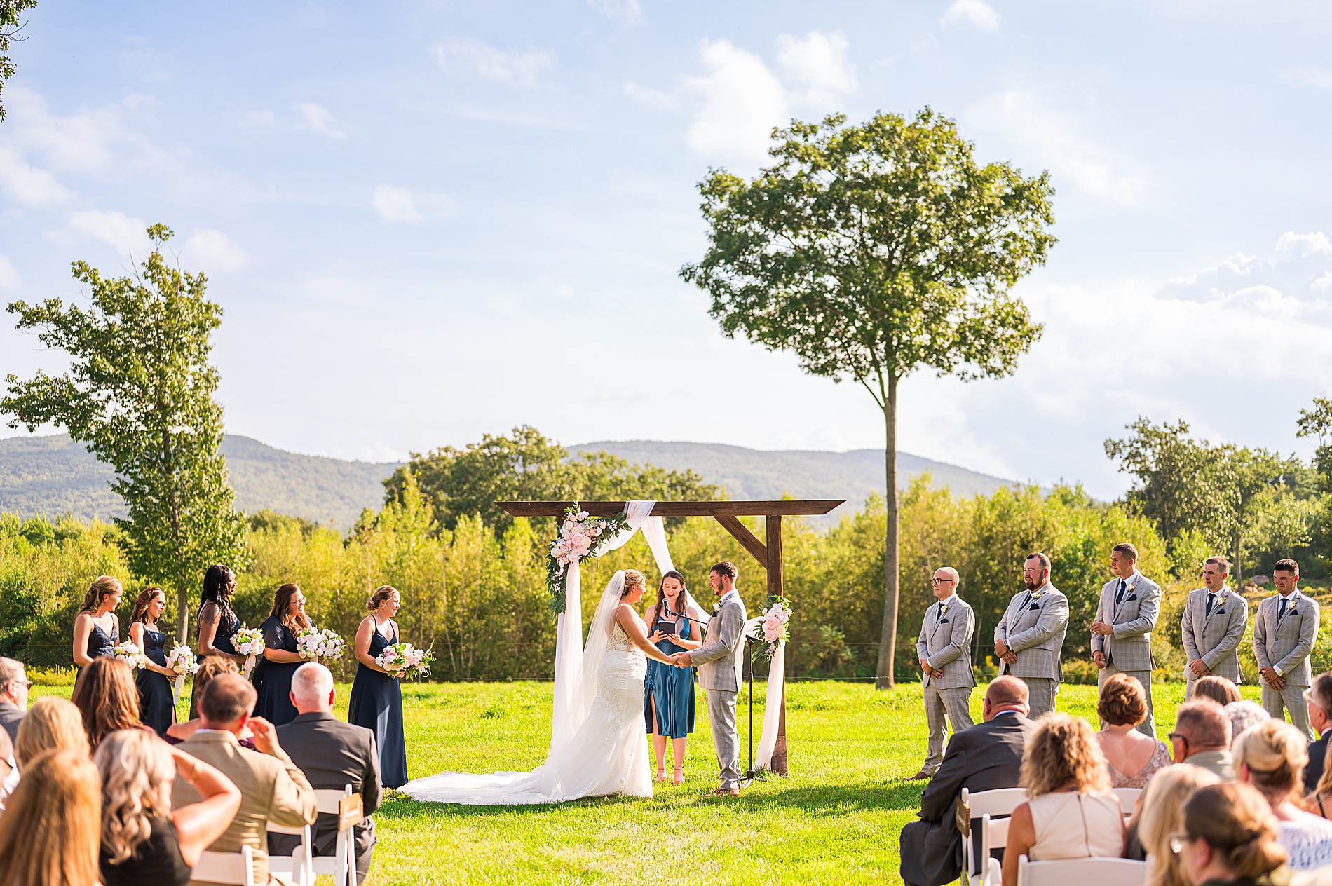 outdoor wedding ceremony at Tumbledown Farm Wedding 