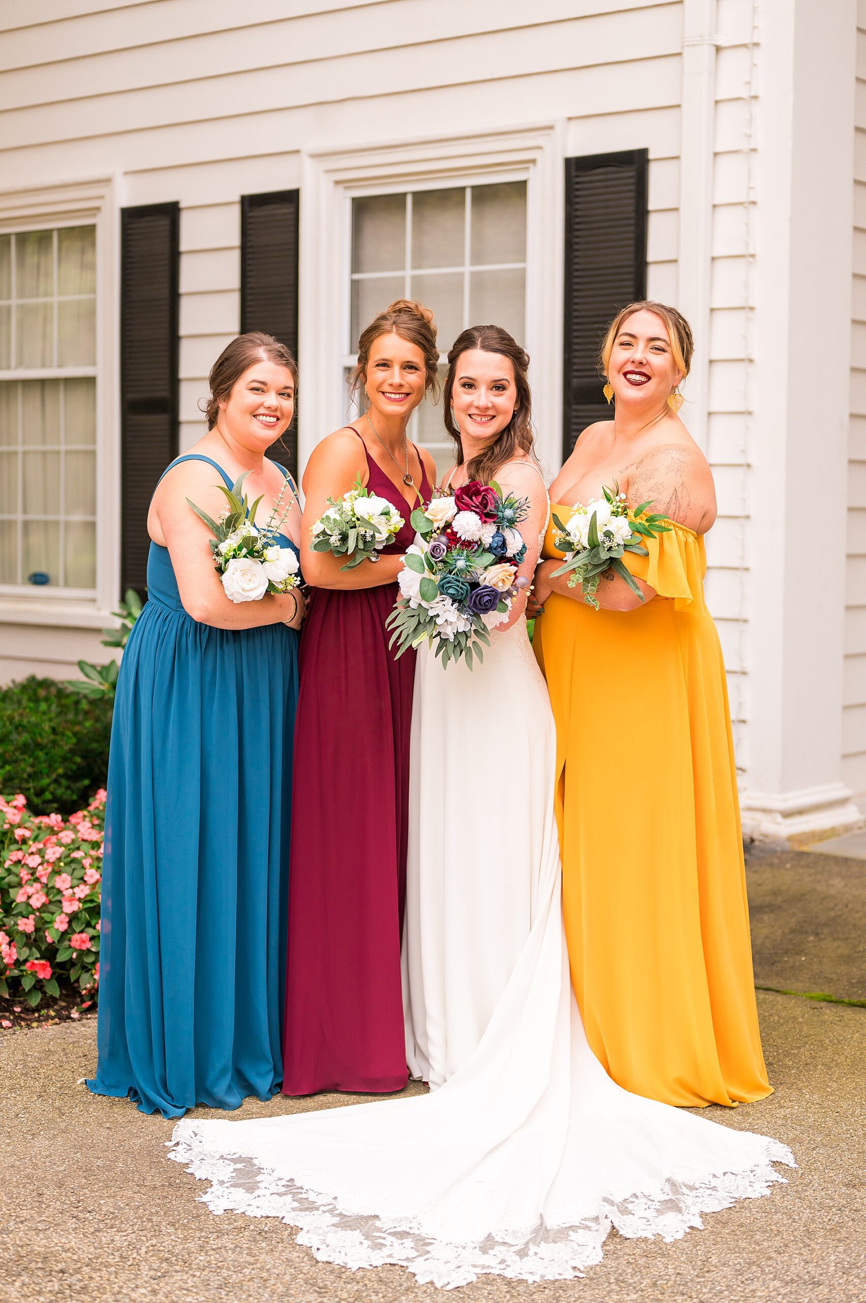 bride and bridesmaids portraits from North Shore Wedding at The Hellenic Center