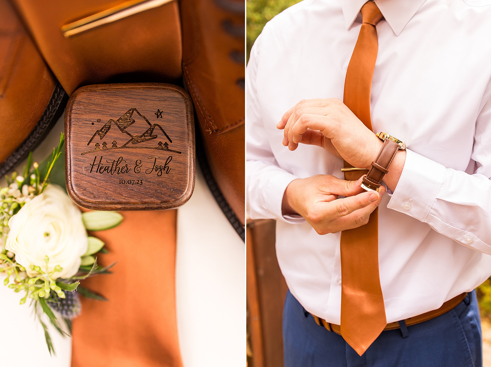 groom details from Enchanting Fall Wedding in Vermont