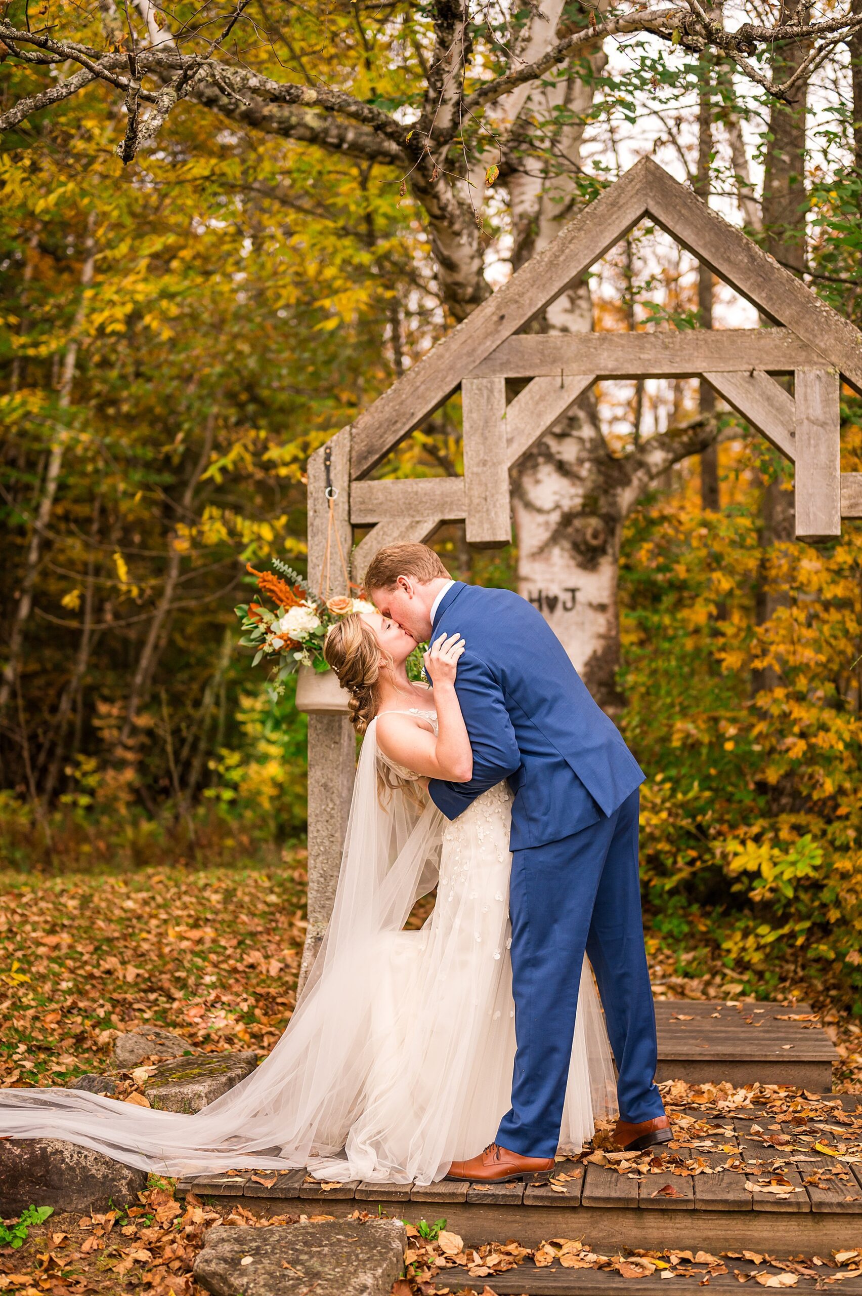 Enchanting Fall Wedding ceremony in Vermont at The Alerin Barn