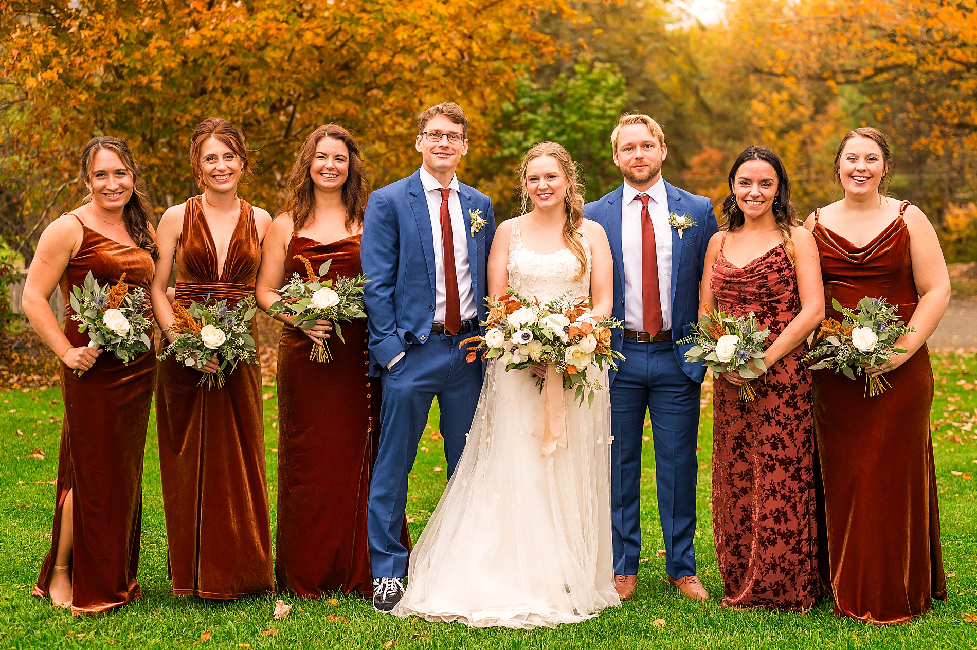 bridal party portraits from Enchanting Fall Wedding in Vermont