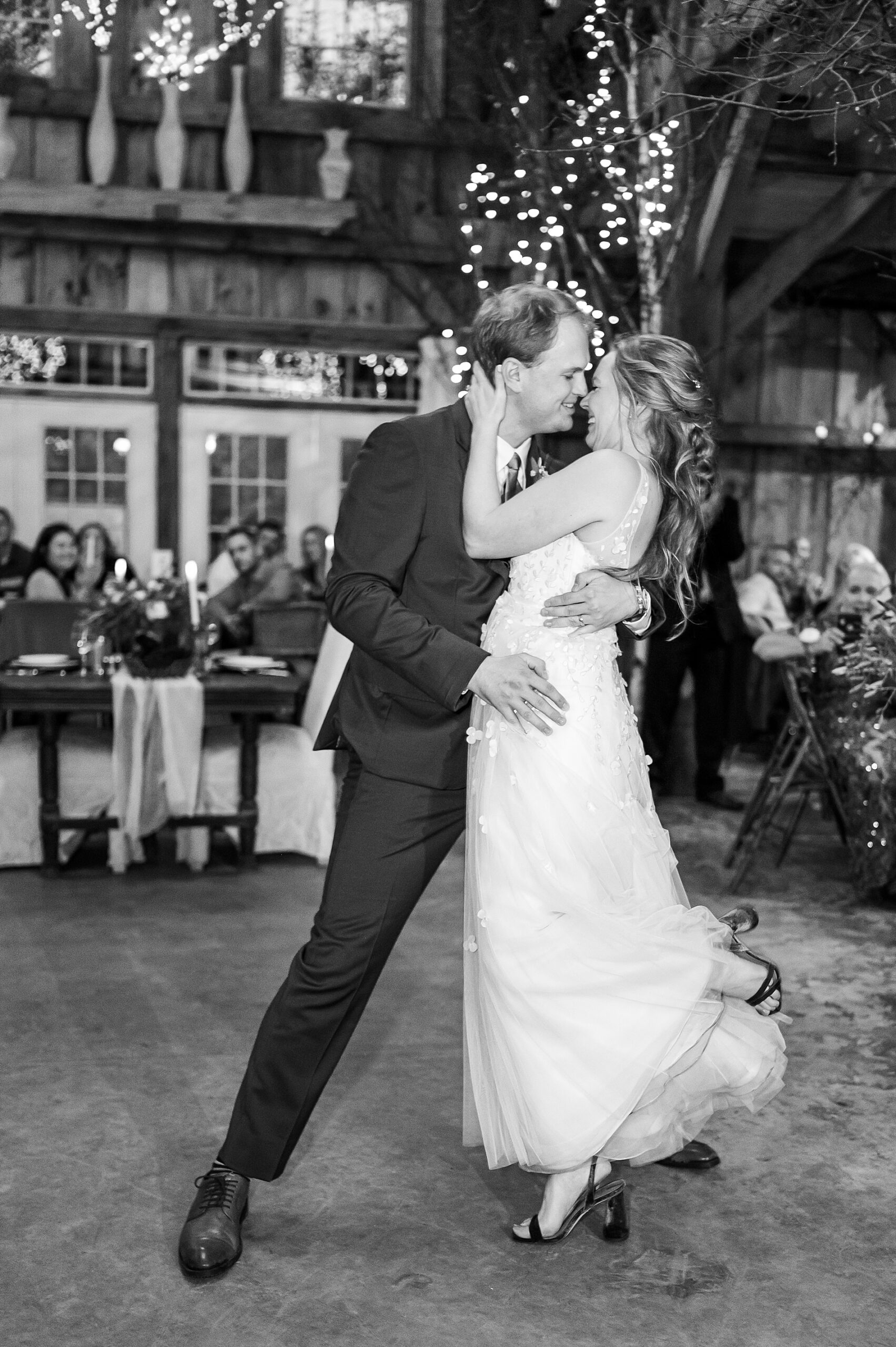 bride and groom share first dance 