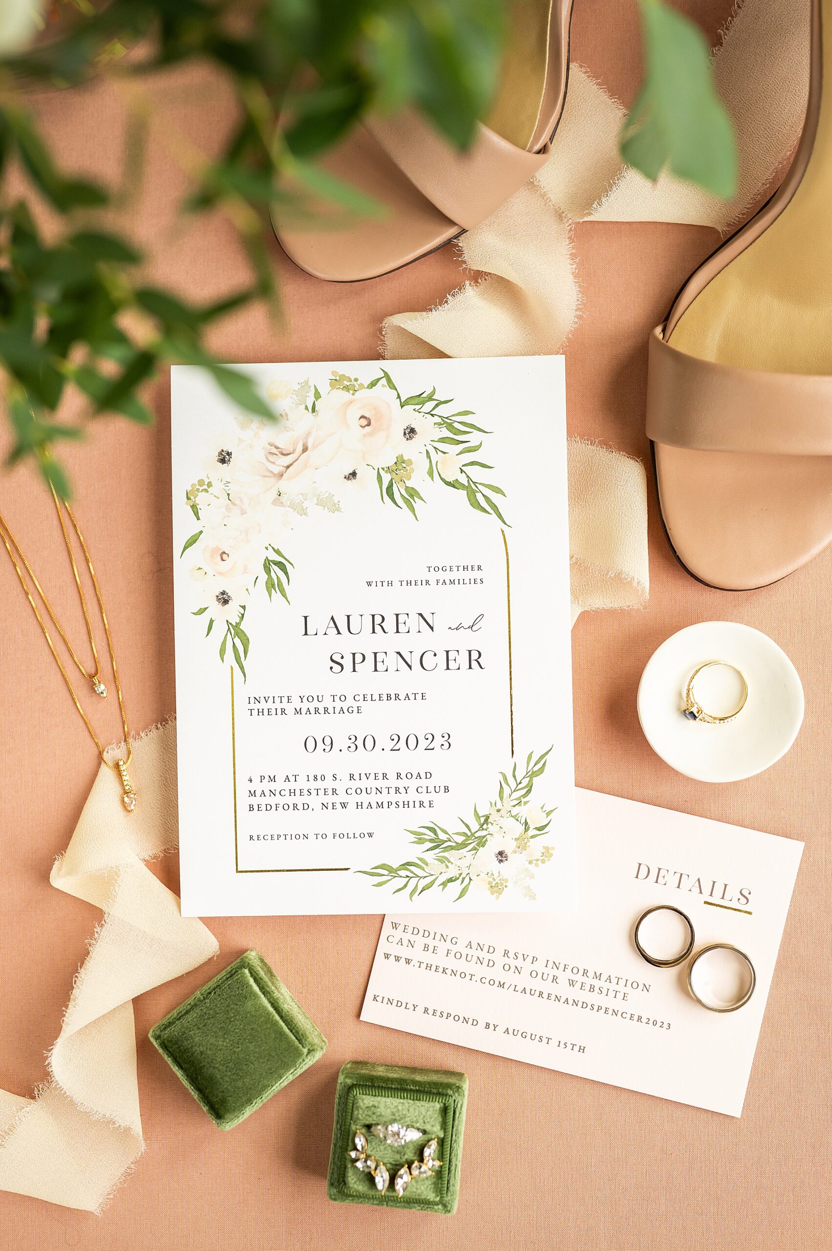 wedding invitations from Manchester Country Club Fall Wedding