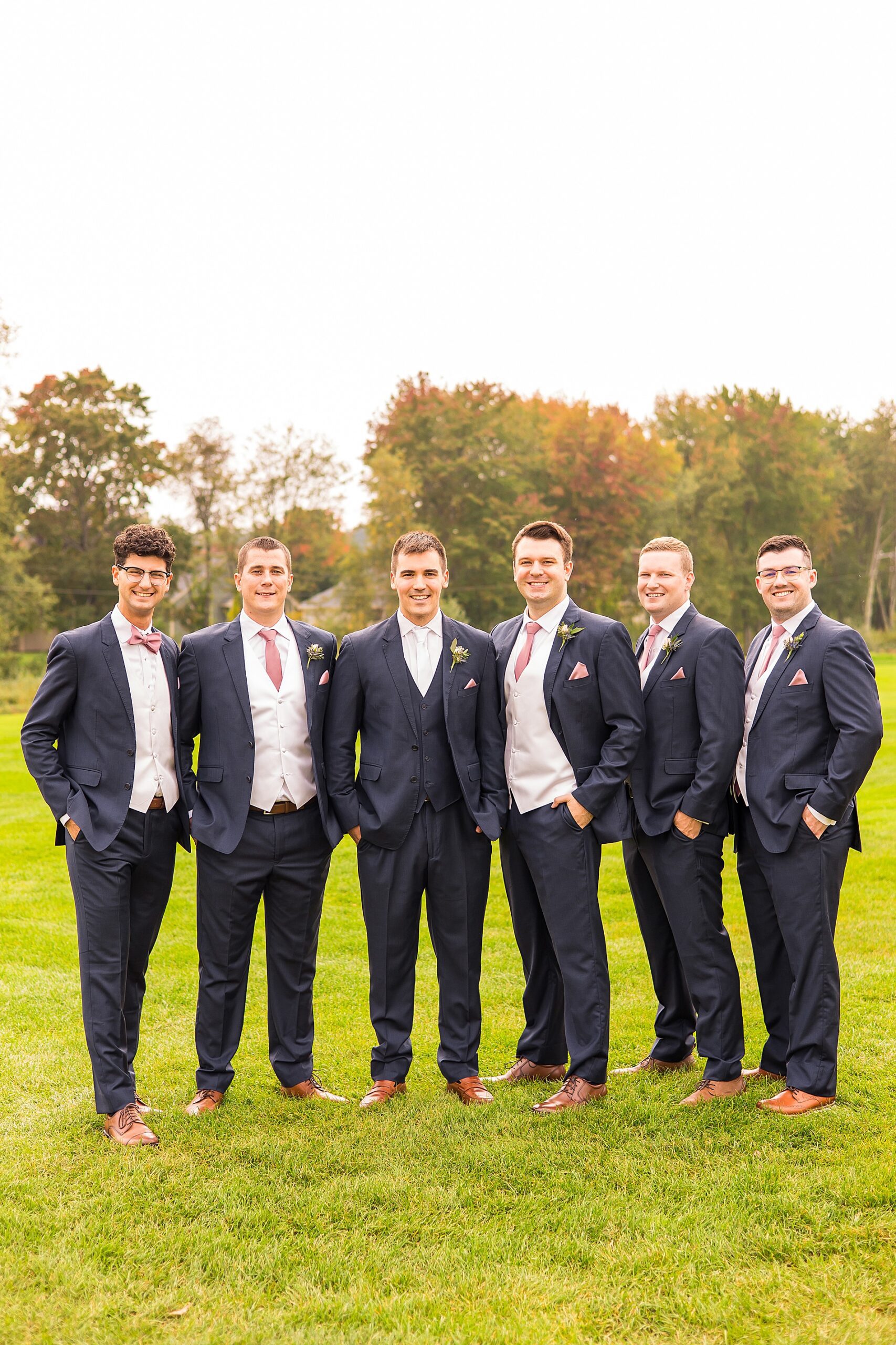 groom and groomsmen from fall wedding at Manchester Country Club