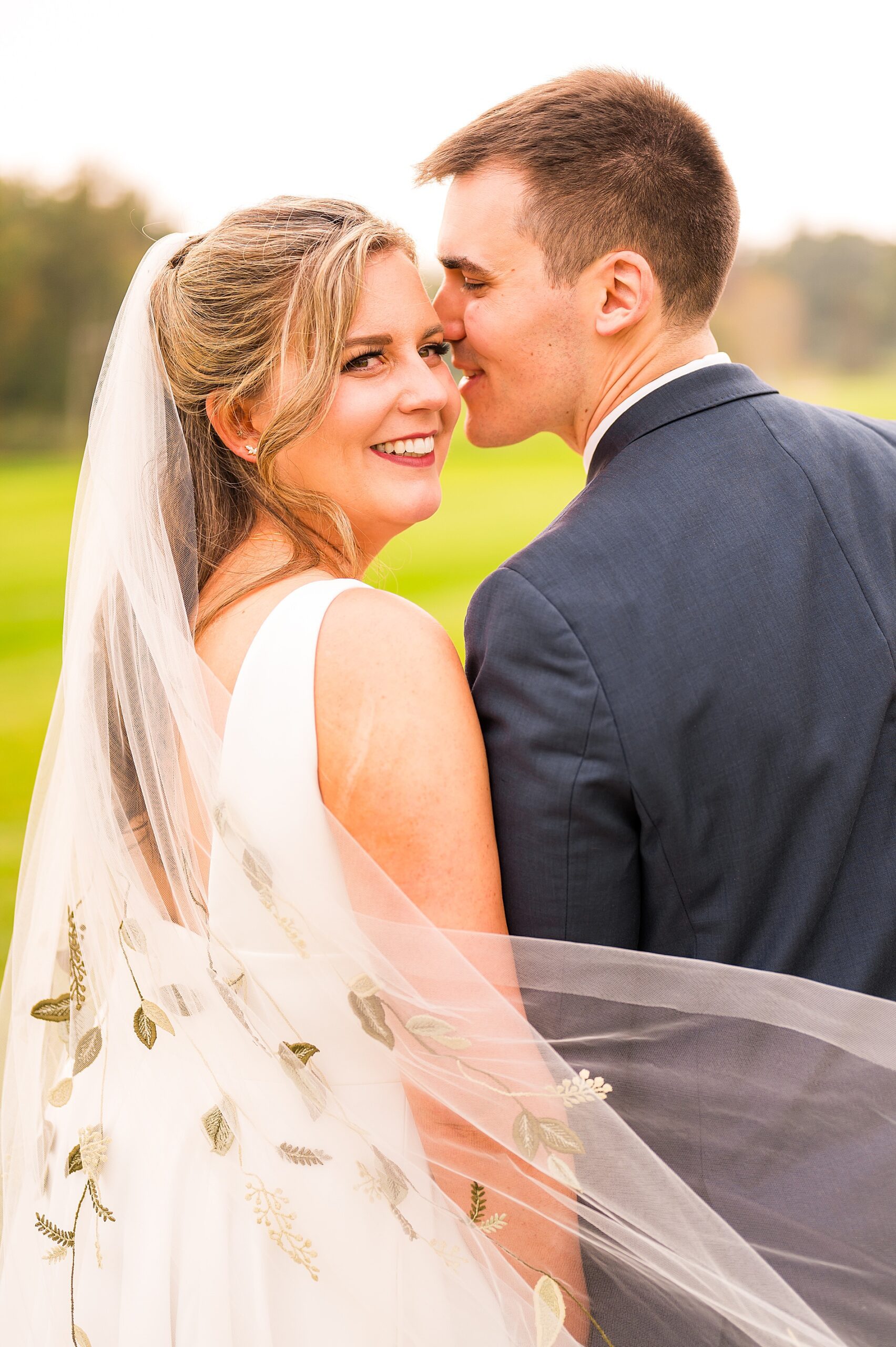 romantic newlywed portraits from Manchester Country Club Fall Wedding 