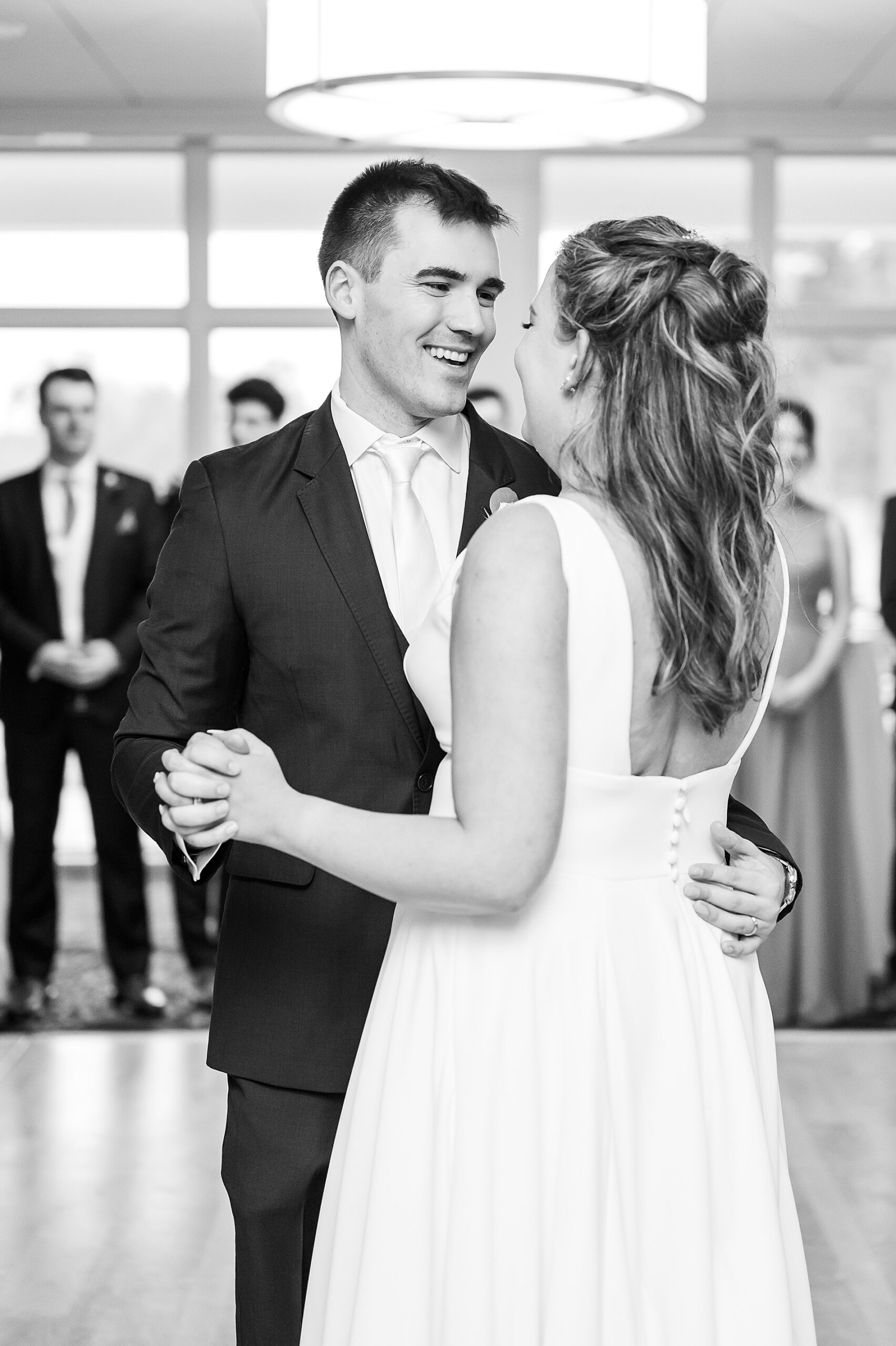 Candid first dance portraits at Manchester Country Club Fall Wedding