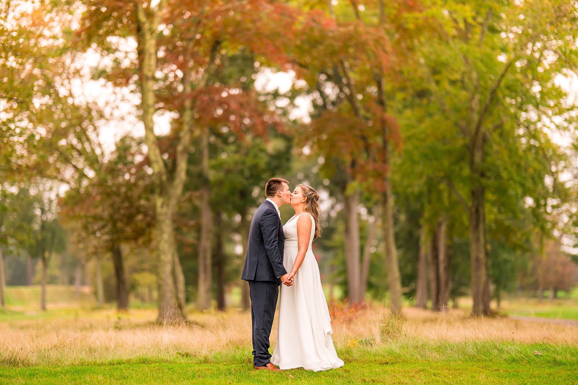 romantic fall wedding portraits at Manchester Country Club 