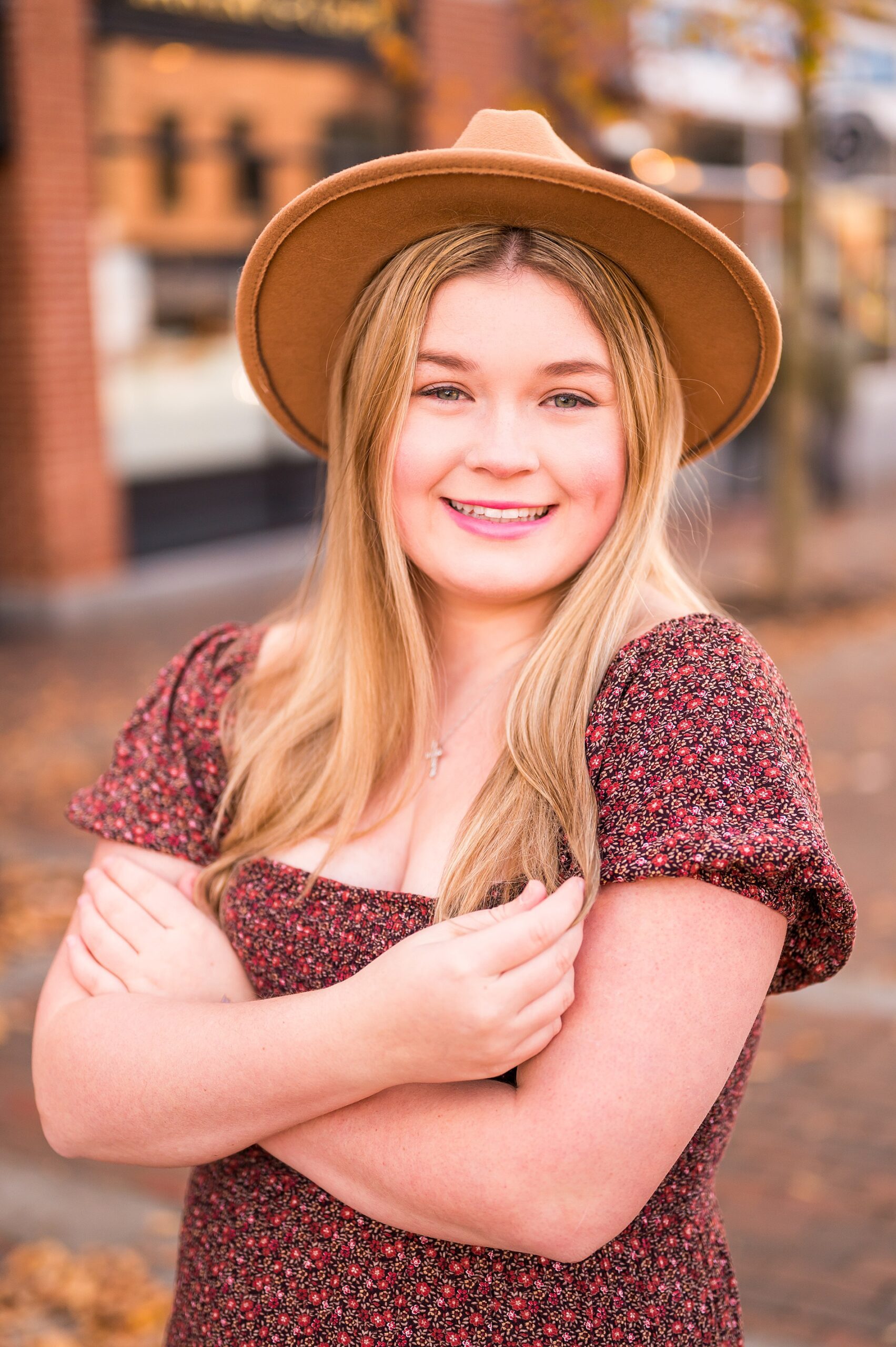 New Hampshire Fall Senior Session in downtown Portsmouth