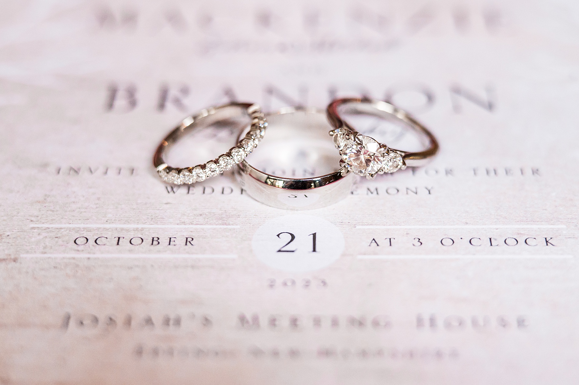 wedding rings on invitations