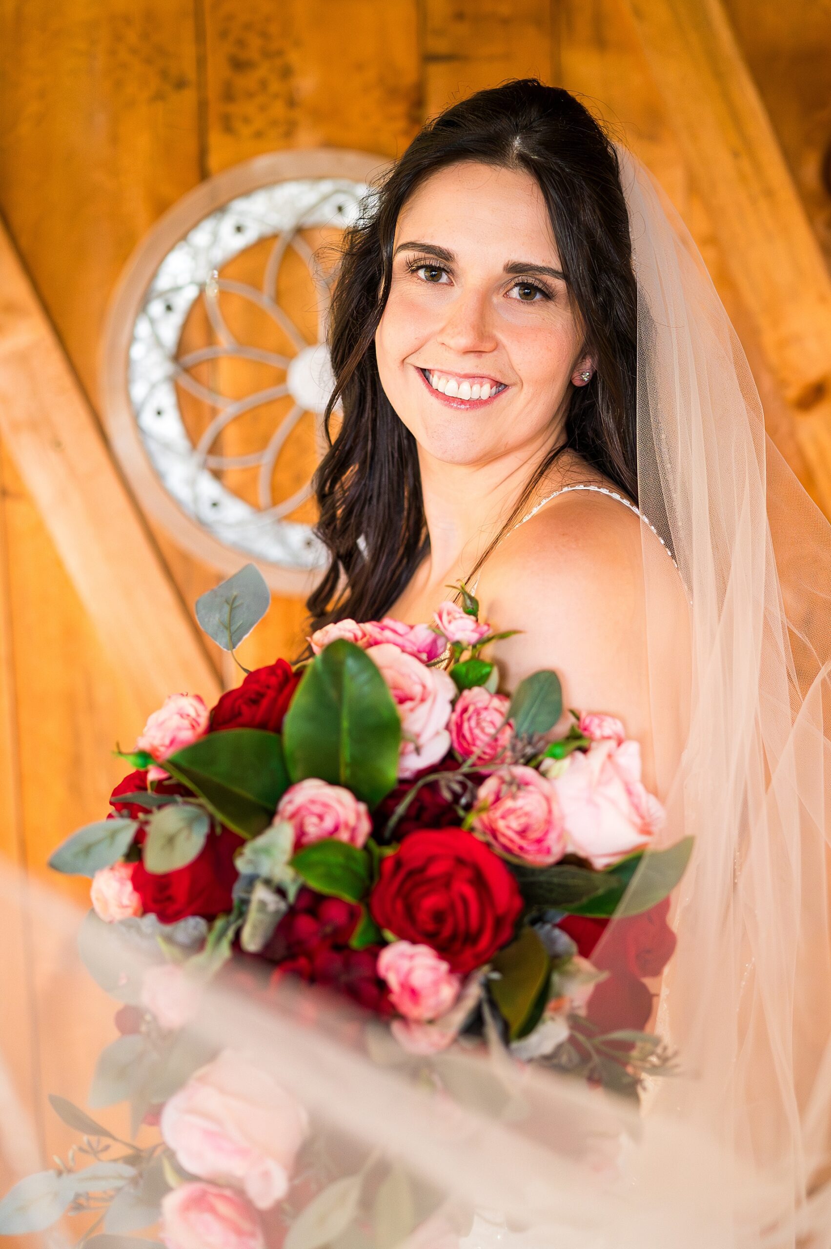 bride holding romantic bridal bouquet