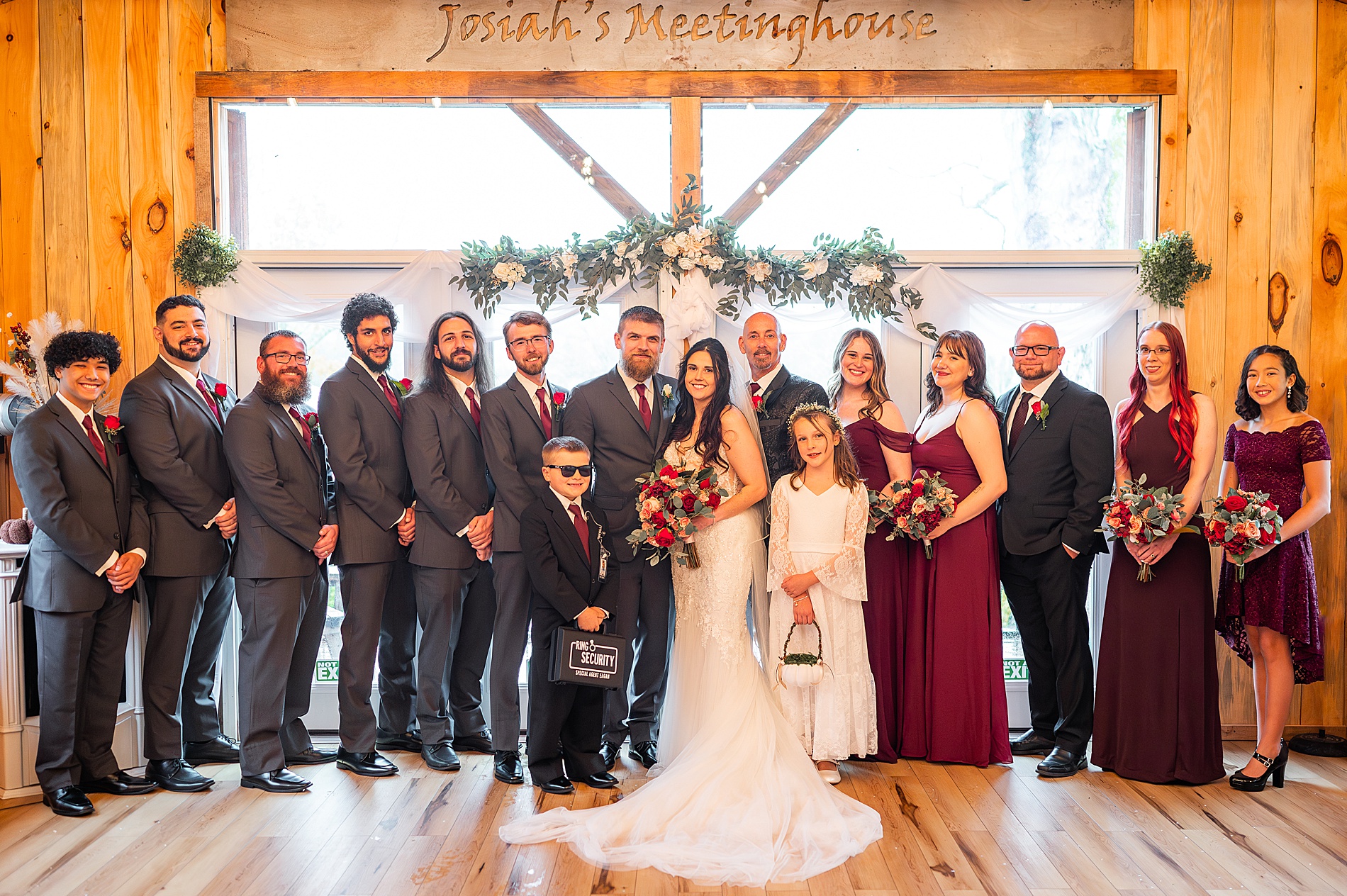 wedding party portraits from Intimate Fall Wedding at Josiah's Meetinghouse 