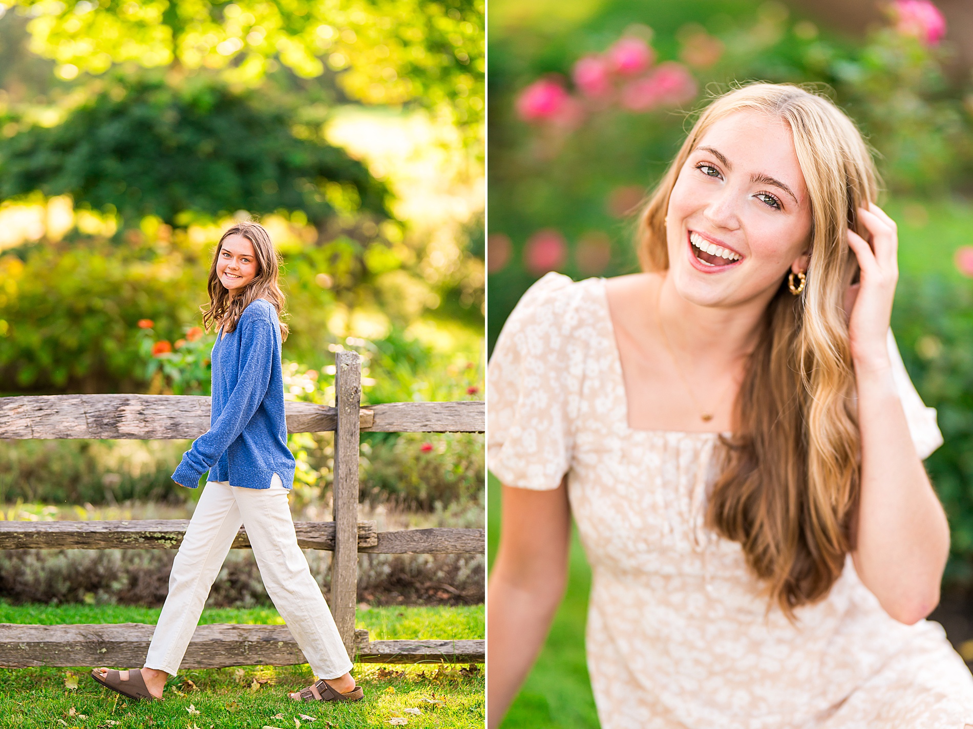 senior portraits in green fields of New Hampshire 