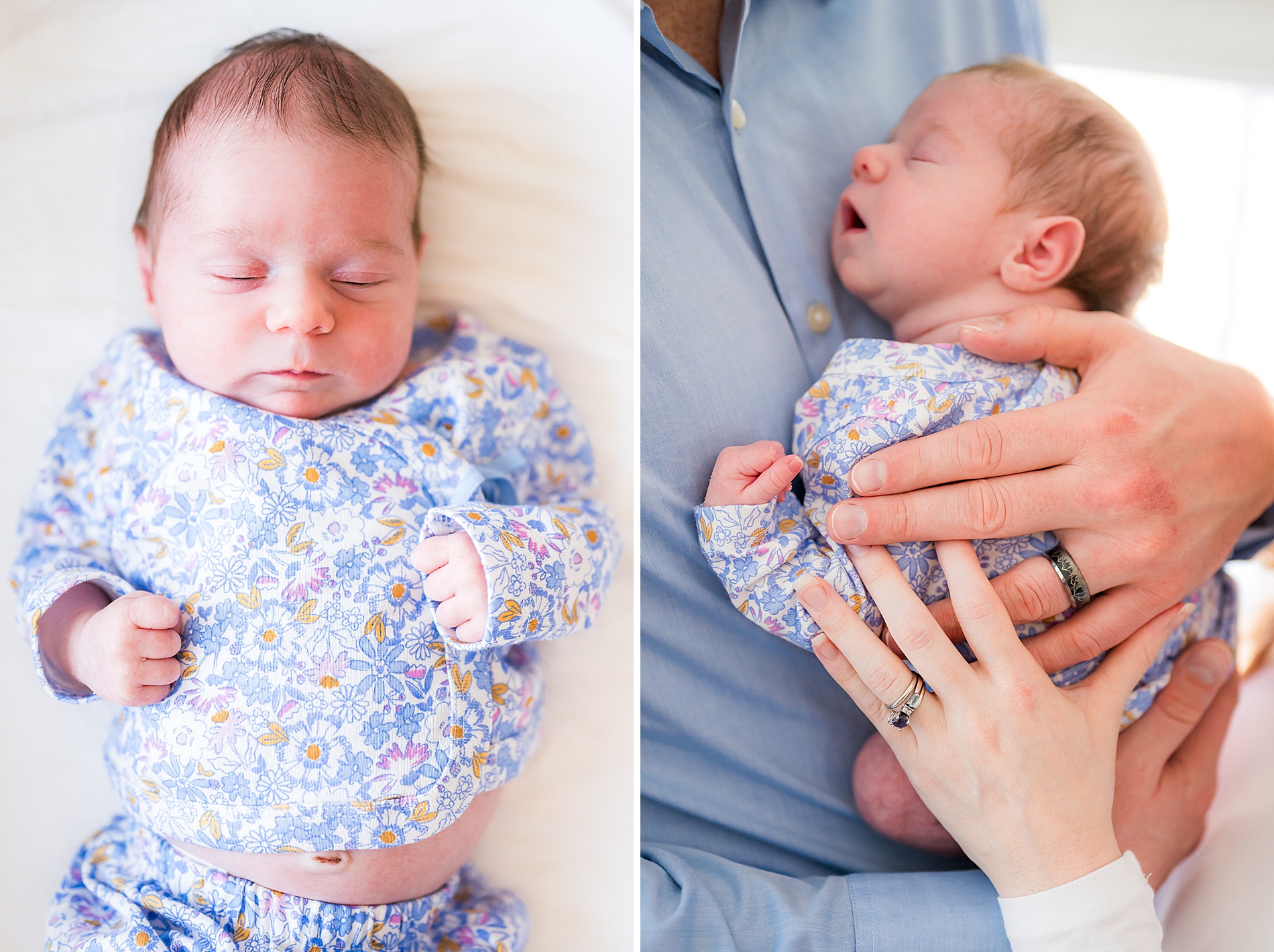newborn sleeps on dad during In-Home Lifestyle Newborn Session 