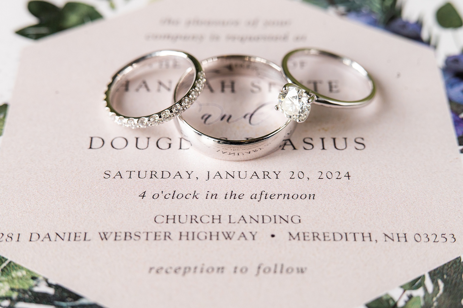 wedding rings on invitations 