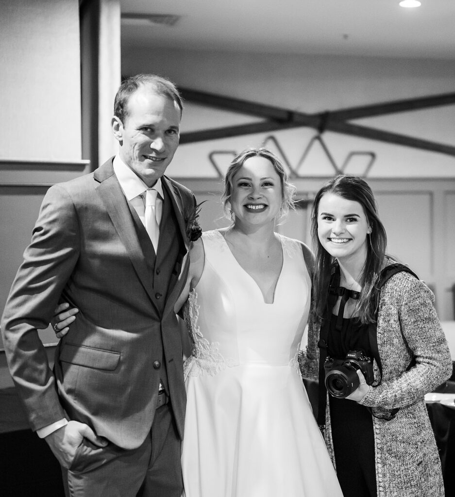 Southern New Hampshire wedding photographer, Allison Clarke, with bride and groom