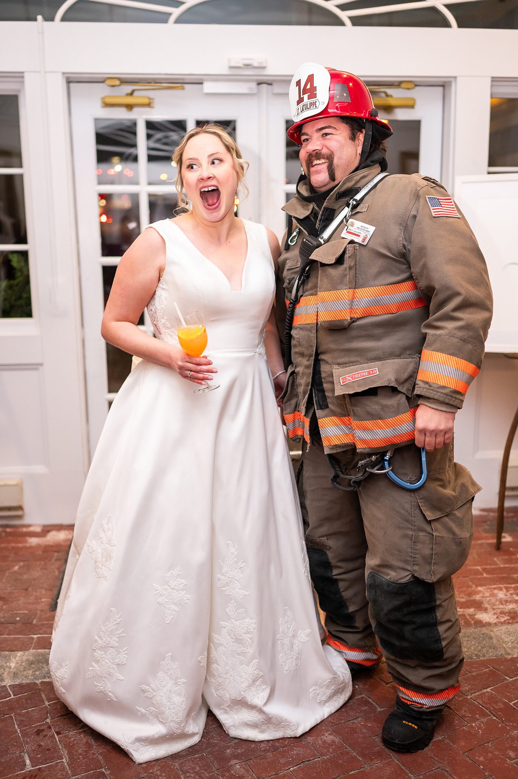 bride with firefighter
