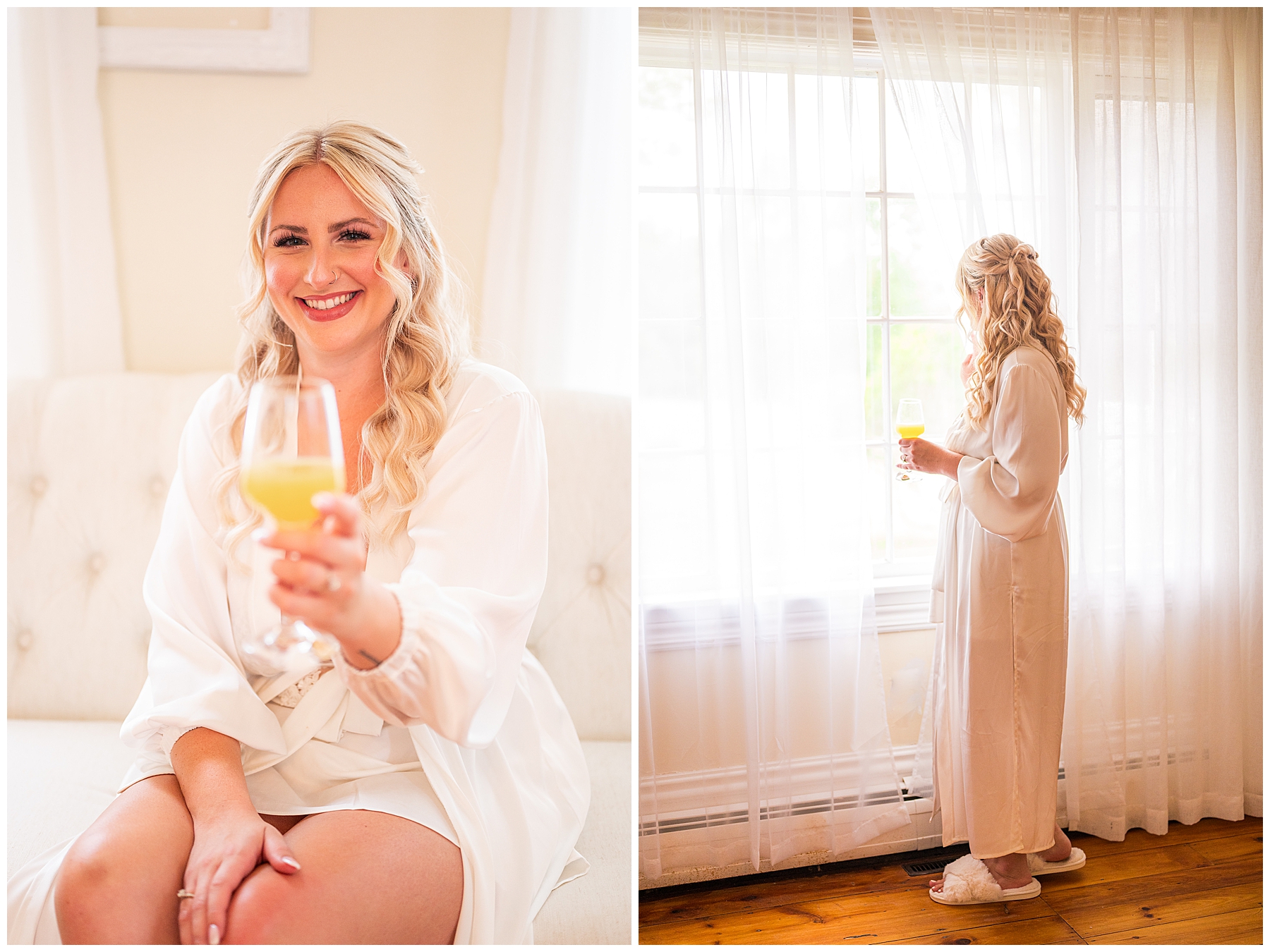 bride by window in getting ready space