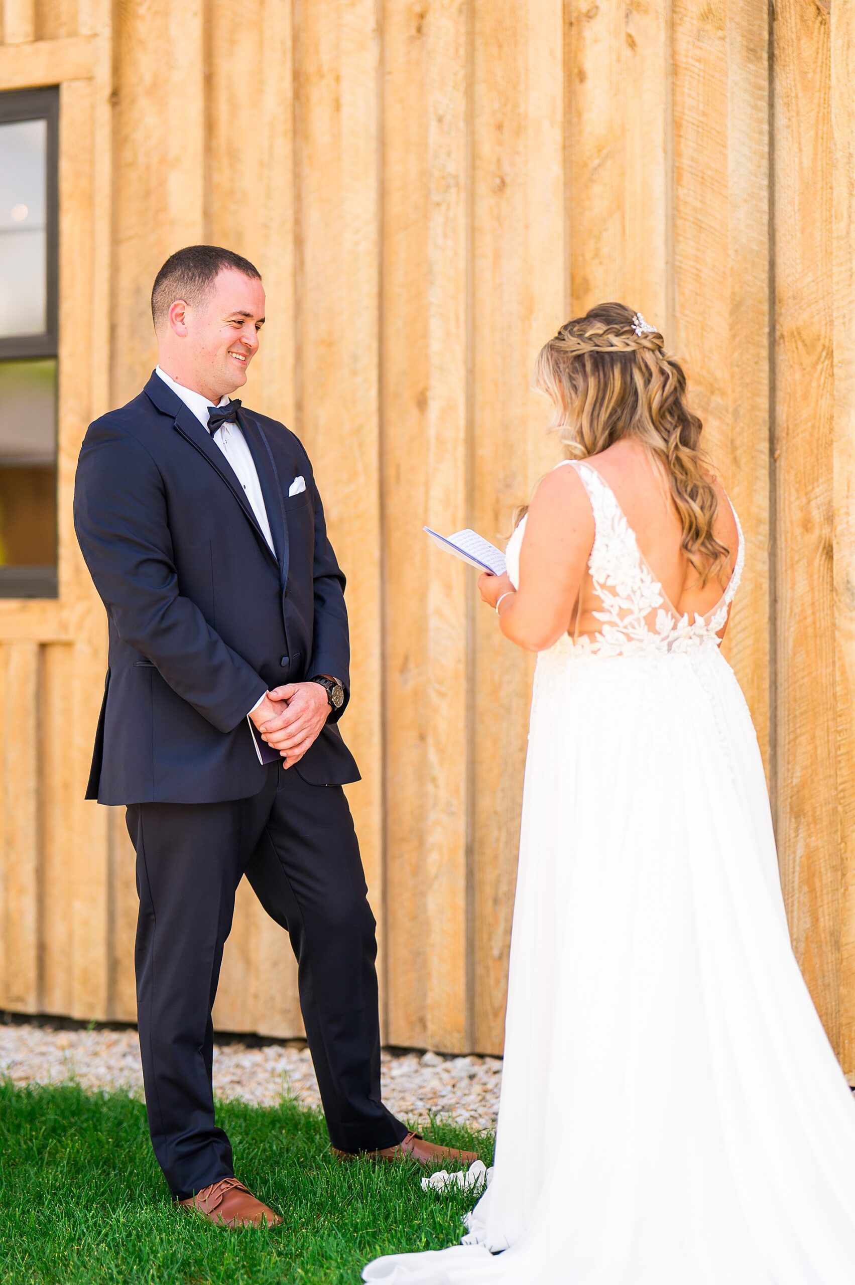 private vow exchange from Barn on Bull Meadow Spring Wedding