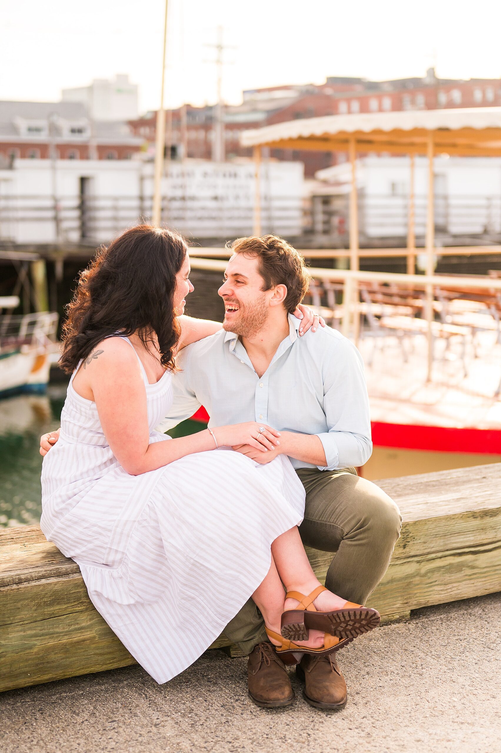 Romantic engagement in the harbor 