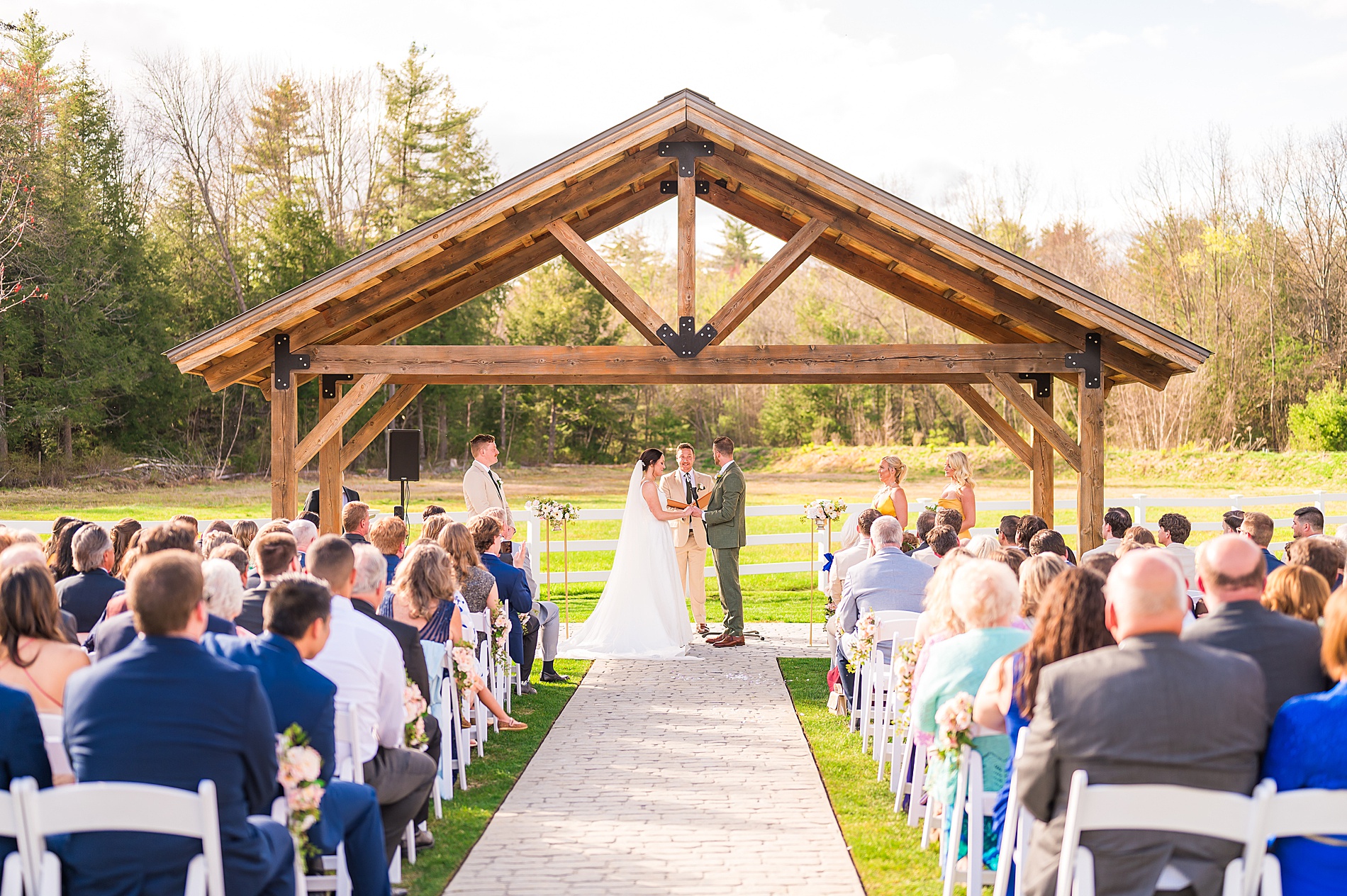 outdoor Spring Wedding ceremony at Barn on Bull Meadow 