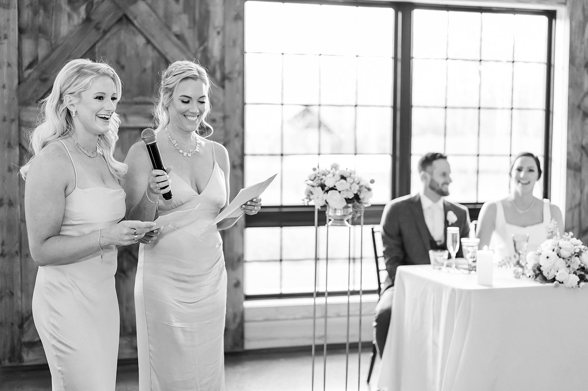 bridesmaids deliver wedding toast 