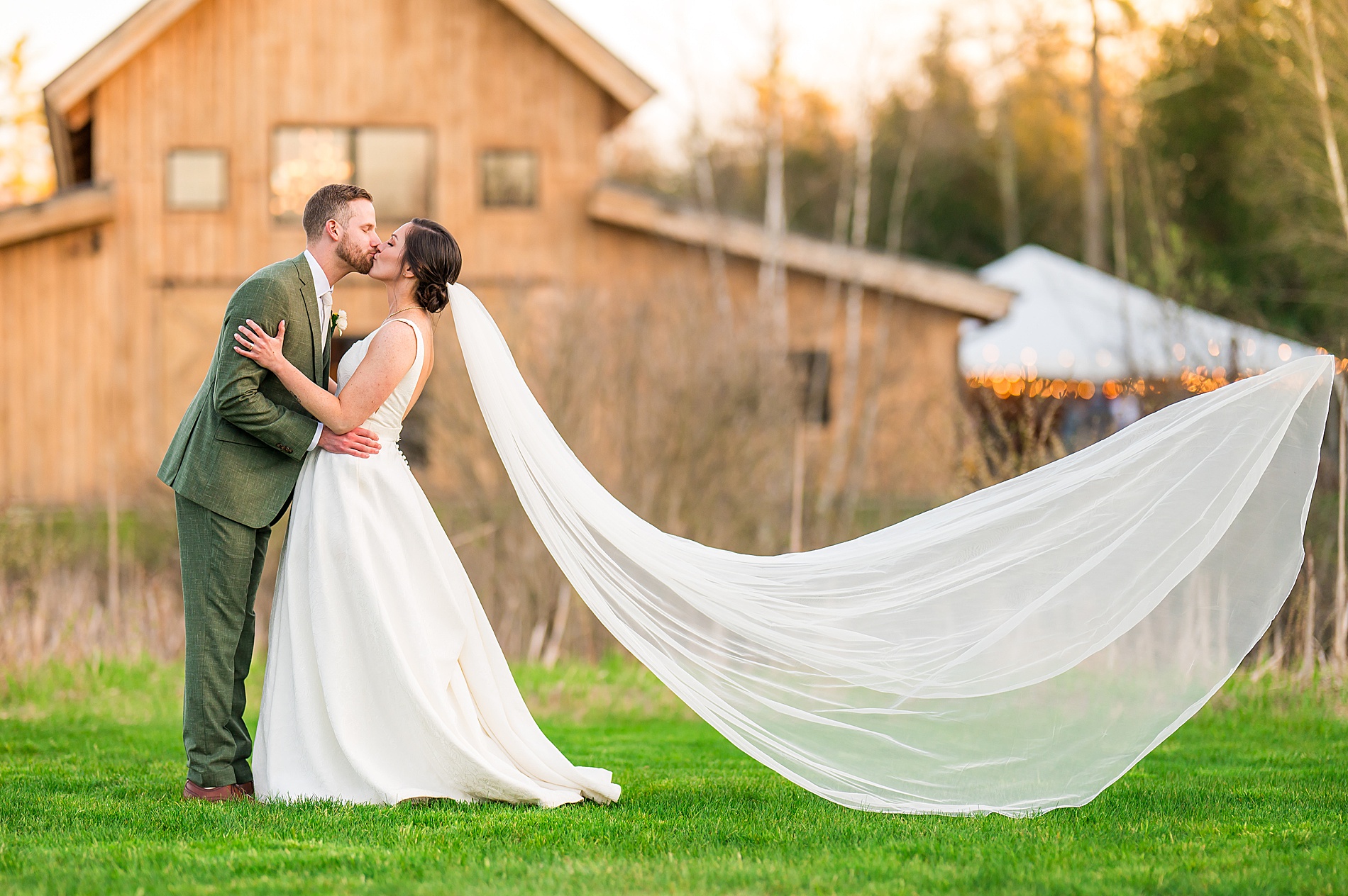 sunset newlywed portraits from Spring Wedding at Barn on Bull Meadow 