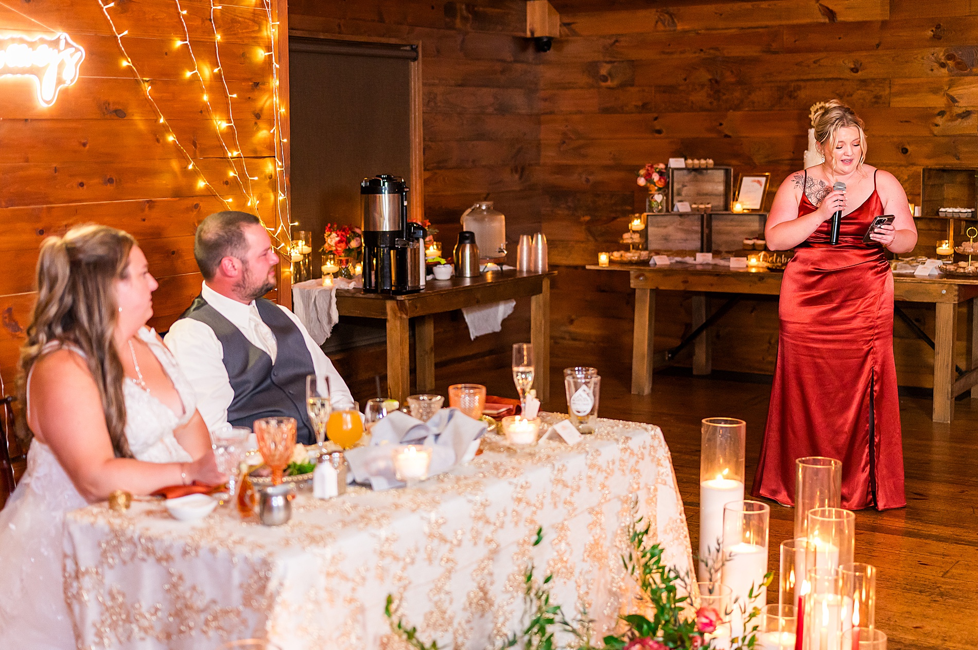 heartfelt wedding toasts from Autumn Wedding in Vermont at Lake Bomoseen Lodge 