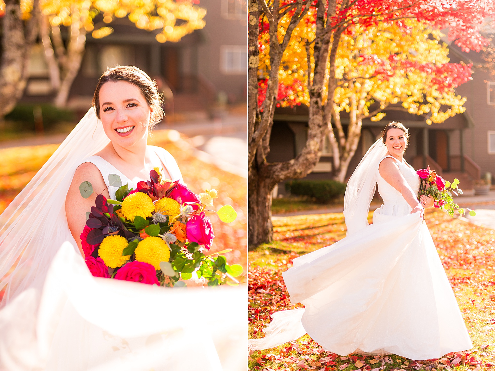 bridal photos from fram Waterville Valley Resort fall Wedding 