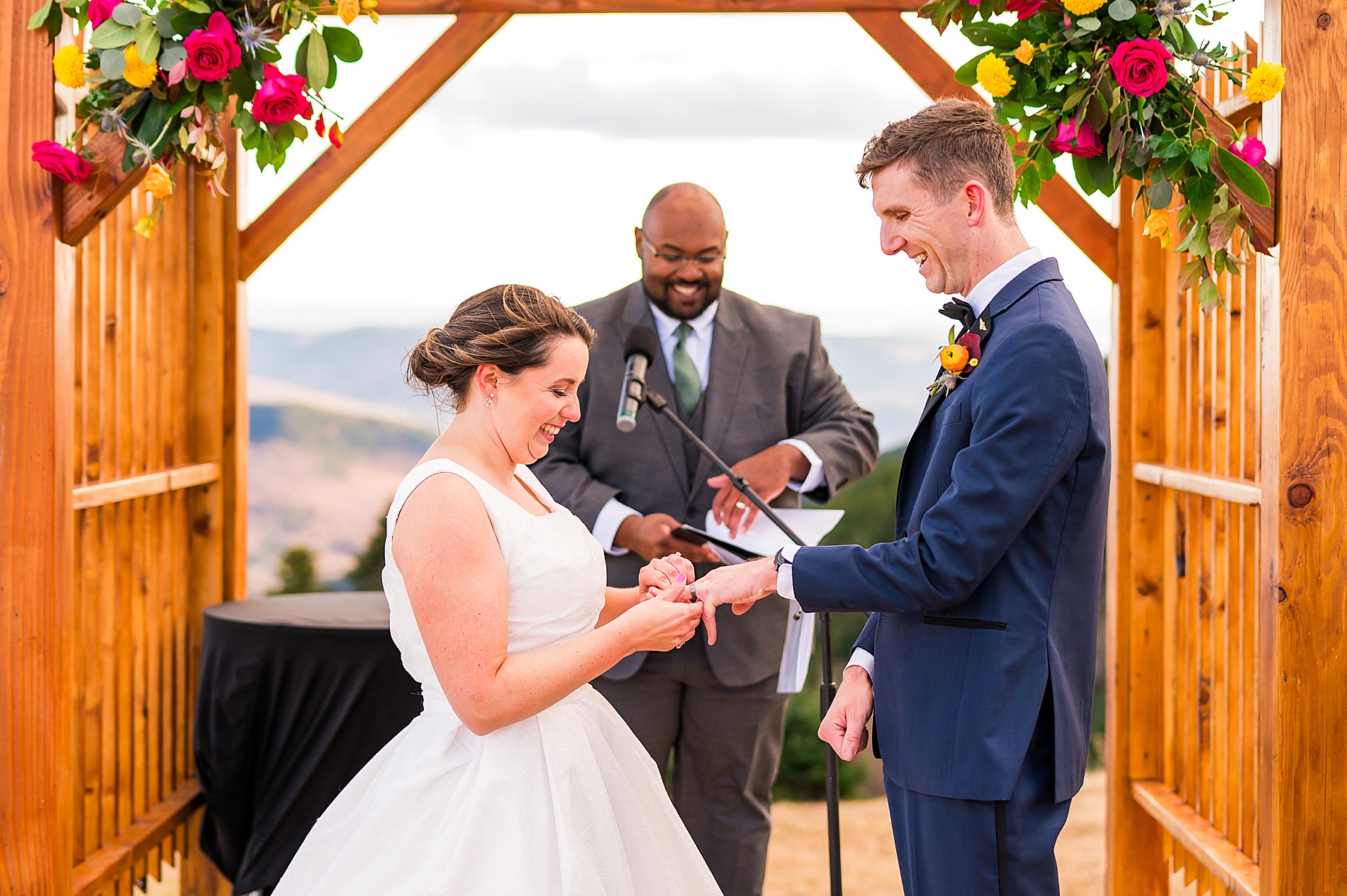 bride and groom exchanging vows