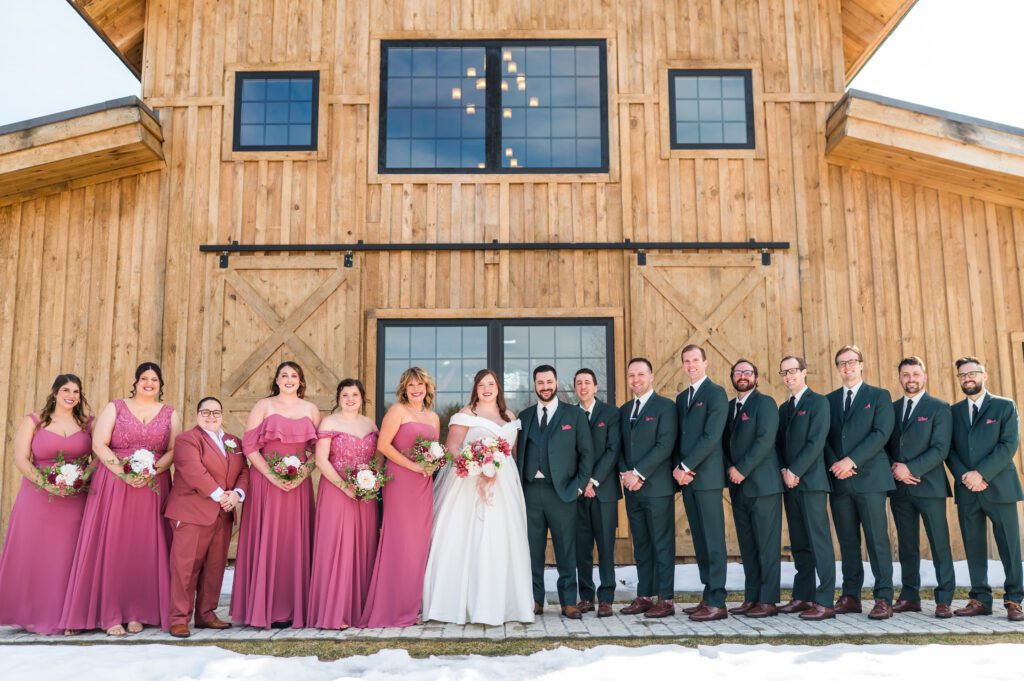 Pink and white wedding party