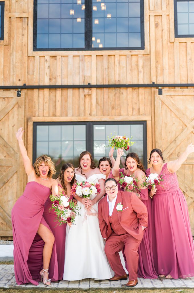 Bridesmaid cheering