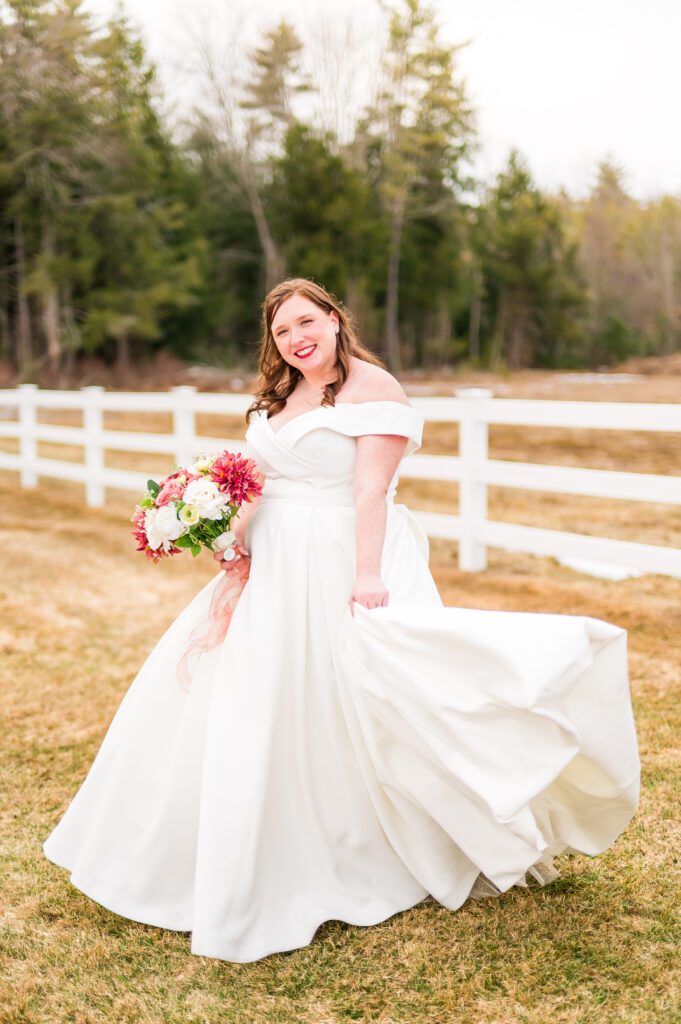 Bride twirling dress