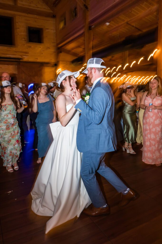 Bride and groom dancing