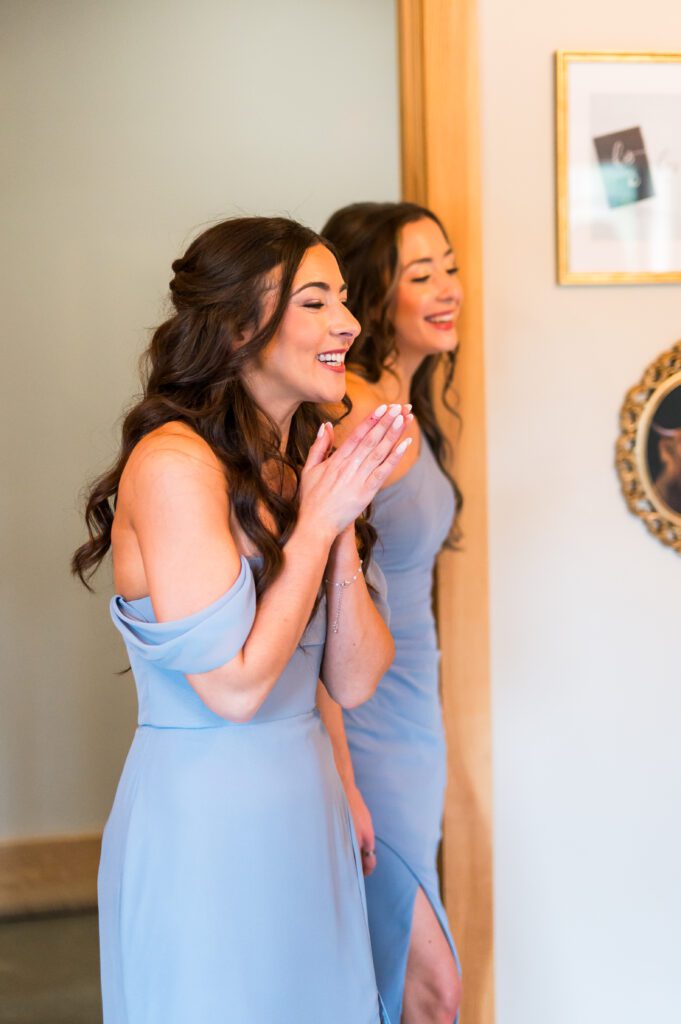 First look with bridesmaids