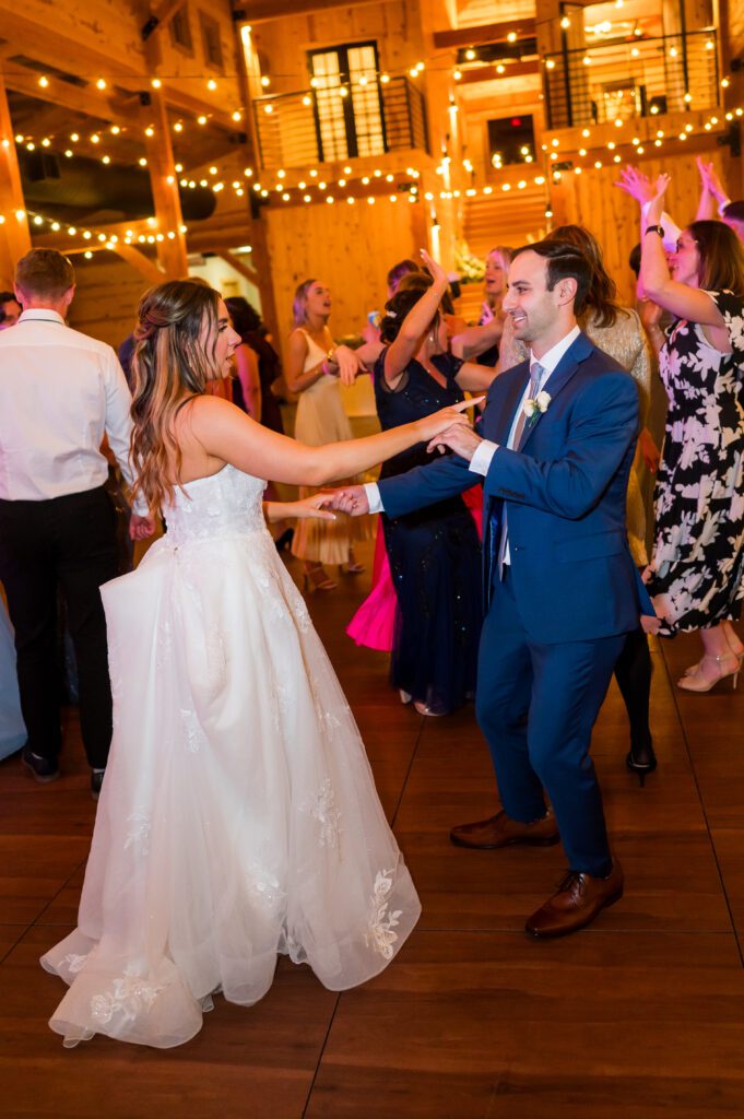 Bride and groom dancing