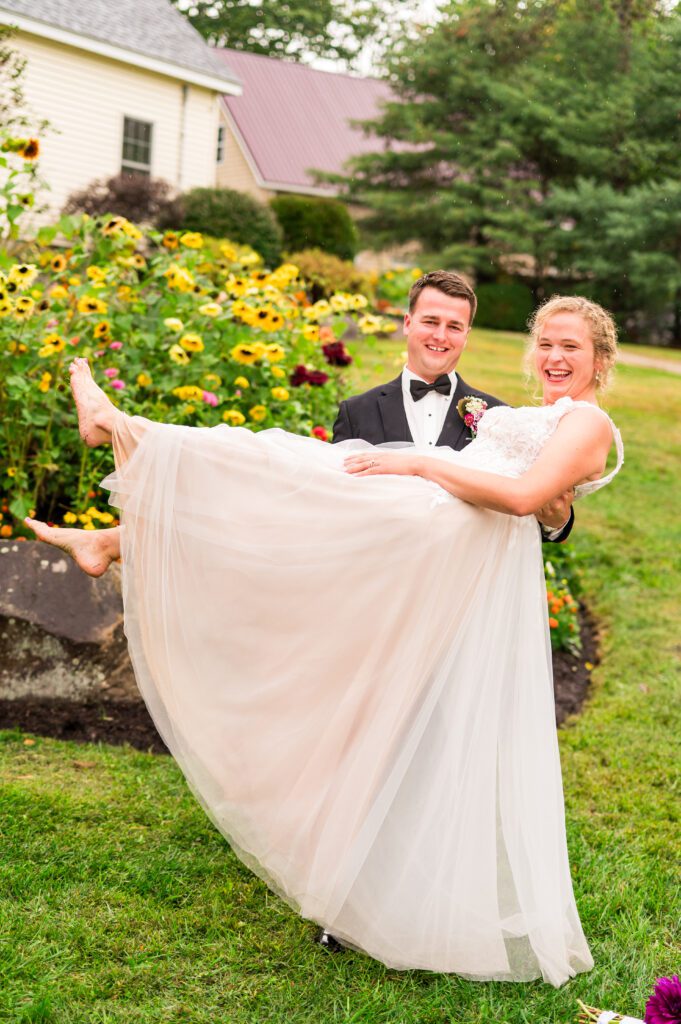 Bride and groom portrait inspiration  New Hampshire backyard wedding